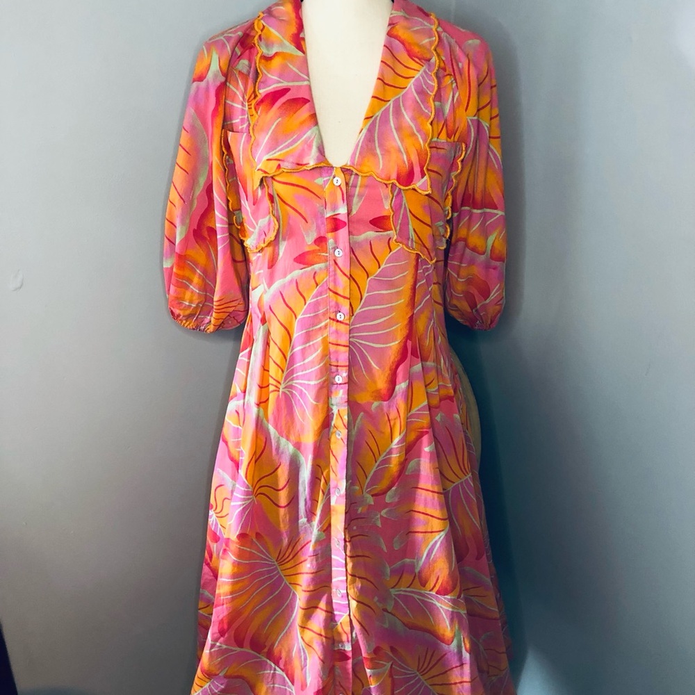 FARM RIO Anthropologie Bright Forest Midi Dress Women's S
